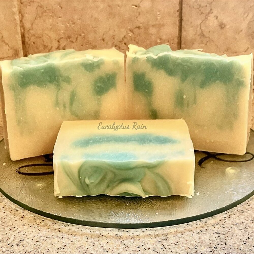 Handmade Soap - "Eucalyptus Rain" 3 bars for $15
